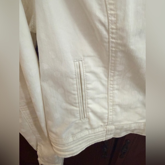 Lauren Conrad EUC White on White Polka Dot Moto denim Jacket - Size XL - - Picture 10 of 11